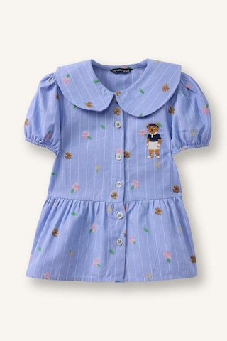 Defacto Bebe Yaka Baskılı Kısa Kollu Gömlek Kız Bebek H2988a526smnv135 Lacivert-nv135