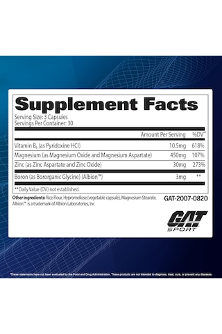 Gat Zmag-t Zma Magnezyum + Çinko + Boron 90 Vegetable Capsules