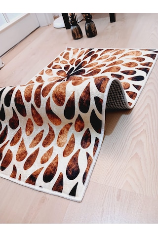 Leopar Kahve, Kaymaz Taban 2'li Klozet Takımı Banyo Halısı Kahve