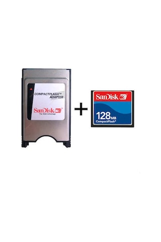Sandisk 128Mb Compact Flash Kart +Pcmcıa Adaptör Cnc Torna Uyumlu