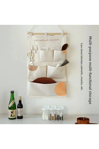 Konesam Duvar Montlu Çok Amaçlı Depolama Çantası, Pamuklu Kumaş, 12 Bölmeli Yeşil Noktalı, Dormitorio, Yatak Odası, Mutfak, Banyo İçin Diğer