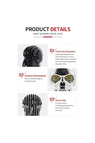 Kuru Kafa Şeklinde Motosiklet Led Spot Far Sürüş Sis Gidon Lambası 1 Adet Gümüş