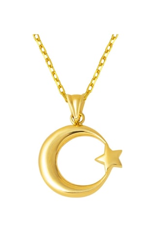 Ay Yıldızlı 14 Ayar Taşsız Altın Kolye KUEGS14K20693