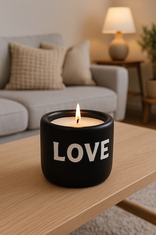 Dekoratif Kokulu Mum Love Siyah