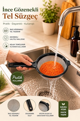 Porsima Et-00120 Tencereye Takılabilen 3 Boy Tel Süzgeç Seti