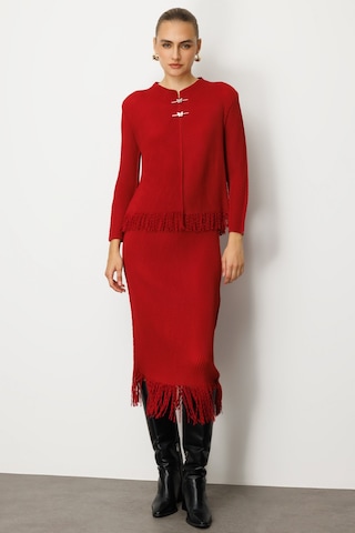 Ekol Kadın Beli Lastikli Püsküllü Etek 3911 Bordo Bordo