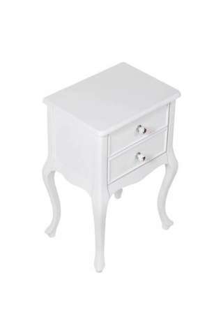 Roys Ahşap Çift Çekmeceli Lükens Beyaz Lake  Komodin  Telefonluk