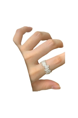 Soulader S925 Ayar Gümüş Minimalist Açık Halka Küpe Doğal Ahşap Desenli Düzensiz Pile Detaylı Özel Tasarım Kadın Gümüş Takı Gümüş