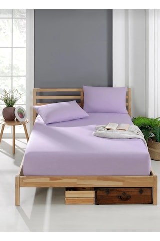 Totem Ranforce Pamuklu Lila Yastık Kılıflı Lastikli Çarşaf Takımı