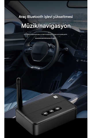 Antenli Bluetooth Adaptör Bluetooth 5.4 Receiver Aux Usb Rca Wireless Araç Hoparlör Bluetooth Kiti