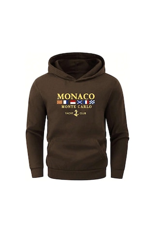 Altamira Erkek Monaco Baskılı Oversize Kapşonlu Sweatshirt 001