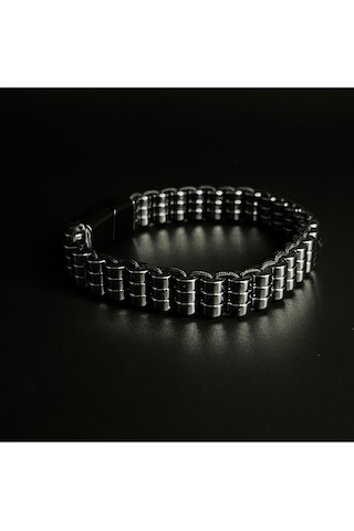 Yıldız Doğal Taş Hematit Taşı Şık Erkek Siyah Doğal Taş Bileklik Mıknatıslı Ve Kilitli Kapama Çok Renkli