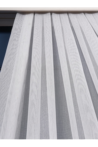 Hilal Renk Geçişli Bantlı Tül Perde / Ölçünüze Özel Dikim