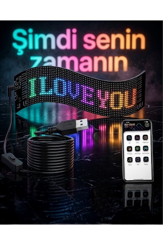 60 Cm Led Matrix Panel 16x96 Piksel Bluetooth Kontrollü Rgb Kayan Yazı Ekranı - Lisinya Çok Renkli