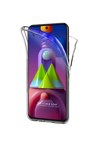Teknomoda Samsung Galaxy Uyumlu M51 Kılıf 360 Şeffaf Ön Arka Korumalı Silikon