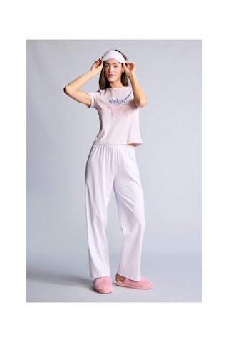 Defacto Pijama Takımı Baskılı Üst Alt H2022ax26smpn425 Pembe-pn425