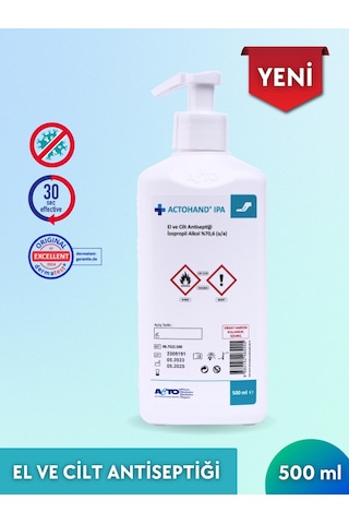 Acto Actohand Ipa El Ve Cilt Antiseptiği İzopropil Alkol %70.6 500 ML