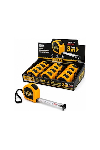 12 Adet 3mt X 16mm Otomatik Çelik Şerit Metre Stoplu 4741 0.004 M - 0.032 M