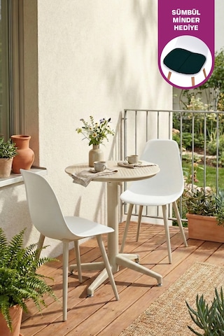 Vilinze Tilia Plastik Bahçe Balkon Bistro Seti Katlanır Masa 60 60 Cm Beyaz Bej