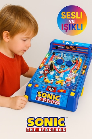 Sonic Led Işıklı Ve Sesli Masaüstü Pinball Elektronik Skorlu Retro Oyun 28x14x41 Cm