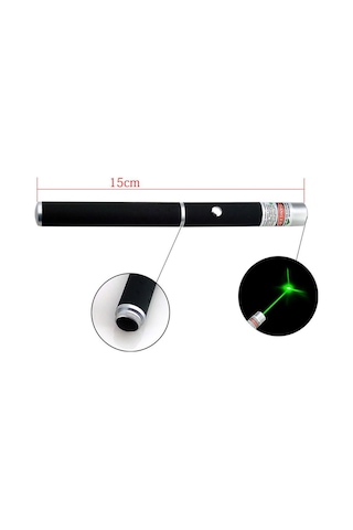Şarjlı 5 Başlıklı Yeşil Lazer 100mw 532nm 8km Menzil Green Laser Pointer Siyah