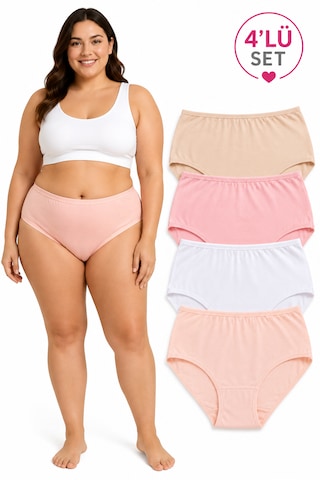 İpeksi Collection %100 Pamuklu Yüksek Bel Bato Günlük Külot 4lü Paket Beyaz - Pembe