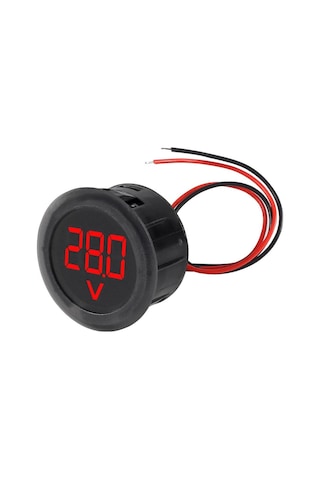 4-100v Dc Voltmetre Yuvarlak Panel Tip Montajlanabilir Dijital Kırmızı Renk Led Gösterge Ekran