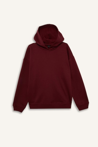 Defacto Relax Fit Kapüşonlu Basic Düz Kalın Sweatshirt D9935ax25wnbr115 Bordo