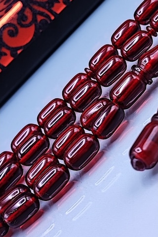 7 x 11 MM Kapsül Mustafa Uysal İmzalı Vişne Ateşi Kehribar Tesbih