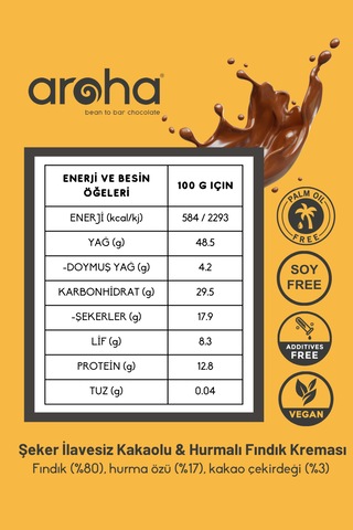 Kakaolu & Hurmalı Fındık Kreması %80 Fındık 320 G X 2 Adet