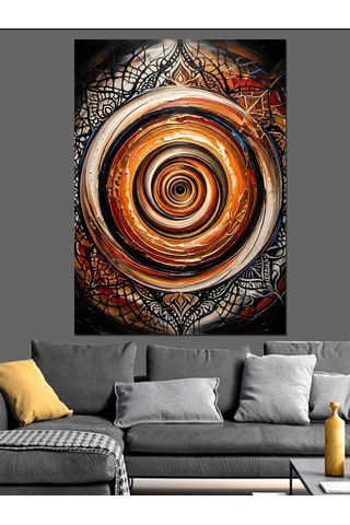 Altın Sarısı Spiral Girdap Formu Dekoratif Kanvas - Mdf Ahşap Tablo