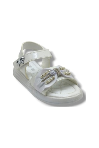 Butiqe 1809-26 Simli Boncuk Taşli Anatomik Kız Çocuk Sandalet 31-35 Beyaz