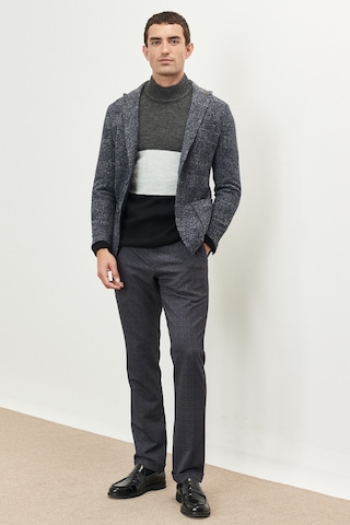 AC&Co / Altınyıldız Classics Altınyıldız Classics Erkek Lacivert-Gri Slim Fit Dar Kesim Kırlangıç Yaka Ekose Desenli Yünlü Ceket 4A0423100015LAG526N Gri - Lacivert