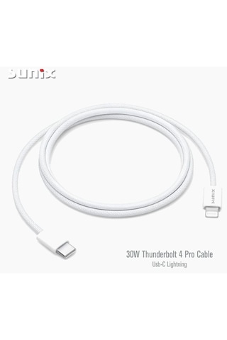 Sunix 2-metre 30w Type-c To Apple Uyumlu iPhone Lightning Ce/fc/rohs Lisanslı Şarj Ve Data Kablosu Örgülü Sağlam 2 Metre