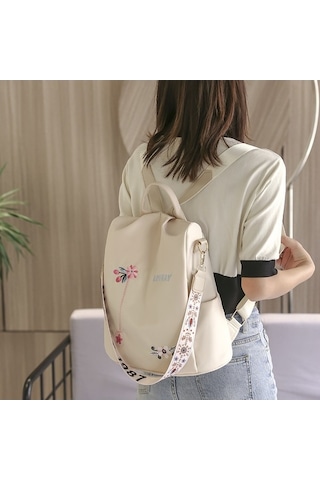Tongxida Kadınlar İçin Anti Theft Oxford Sırt Çantaları Çin Tarzı Nakışlı Açık Bej Açık Bej