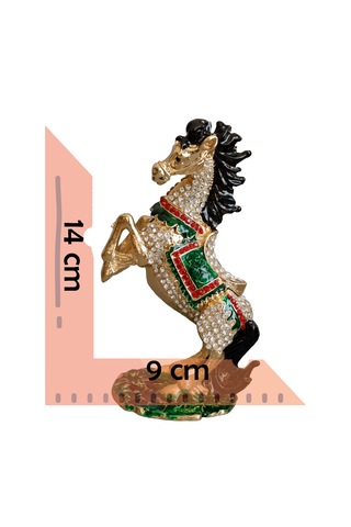 Kristal Taş İşlemeli Dekoratif At Figürlü Metal Mücevher Kutusu