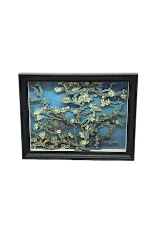 3d Katmanlı Badem Çiçekleri Sanat Tablosu Van Gogh Temalı Çerçeveli Hediyelik Dekoratif Masa Ve Duvar Panosu