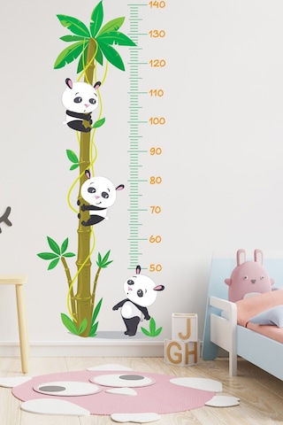 Sevimi Pandalar Çocuk Odası Boy Ölçer Sticker Boy Ölçüm Cetveli