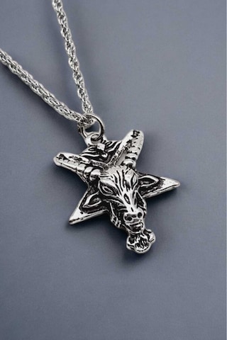 Tezzgelsin 925 Ayar Antik Gümüş Kaplama Goat Head Keçi Kolye Gümüş