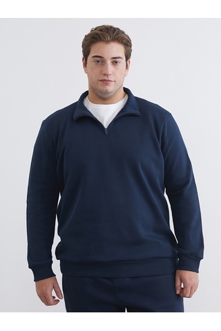 Lcwaıkıkı Classic Lacivert Büyük Beden Dik Yaka Erkek Sweatshirt
