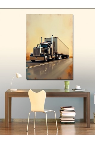 Kanvas Tablo Yolda Yalnız Tır 50cmx70cm
