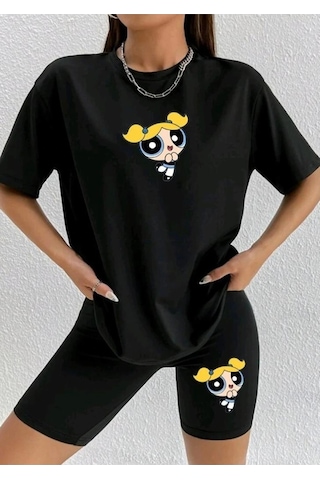 Tarzsokak Kadın Siyah Toparlayıcı Tayt Ve Tshirt Kombini Alt-üst Takım Siyah