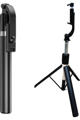Apple Uyumlu iPhone 11 Pro Max R1-l Mini Tripod Selfie Stick 3 İn 1