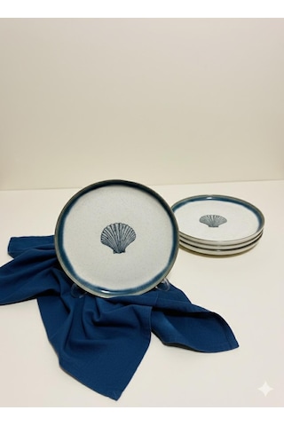 Moderna 4 Parça 21 Cm Pasta Tabağı Tarçın Midye Desenli Tarçın