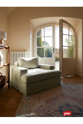 Mode Siesta Kuş Tüyü Berjer 01 Kırık Beyaz Keten Kumaş İşbir Süng Kırık Beyaz