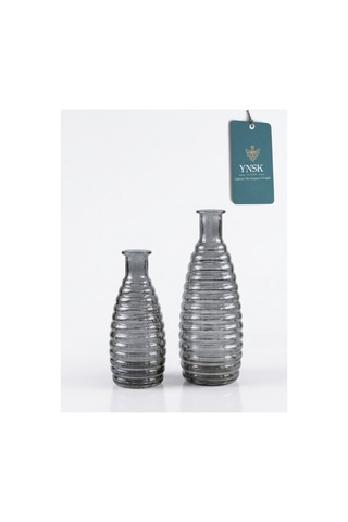 Chacha Home Luxury Elara 2 'li Minimalist İthal Dekor Cam Vazo Füme