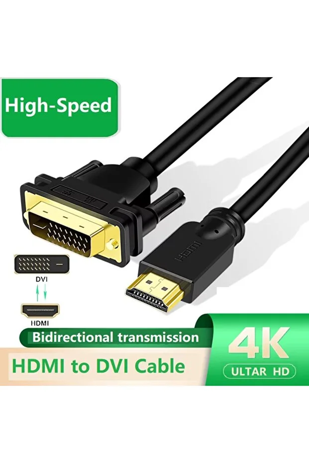 3 Metre 3m Hdmi Dvi 24 1 Dvi To Hdmi Kablo Altın Uçlu Hdmı-dvı Kablosu Tv Pc Projektör Ps4/3 Kablo
