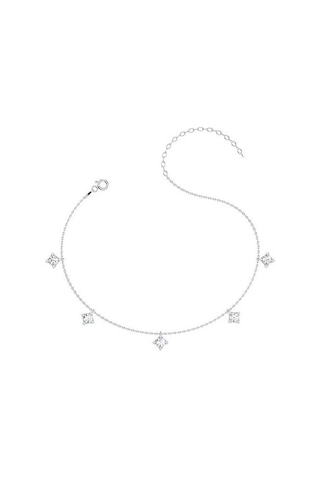 İndigo Takı Sıralı Tek Taş Beyaz Gümüş Halhal Çok Renkli