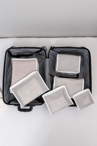 Adarya Home 6'lı Valiz Düzenleyici Set - Çizgili-filesiz Gri - Beyaz