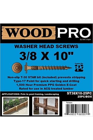 Woodpro Gurthalteband St38 X 10 25-parça 3/8 İnç 25,4 Cm Uzunluk Çamaşır Makinesi Dış Kafa Ahşap Vidalar, 25 Adet, 0.35 CM